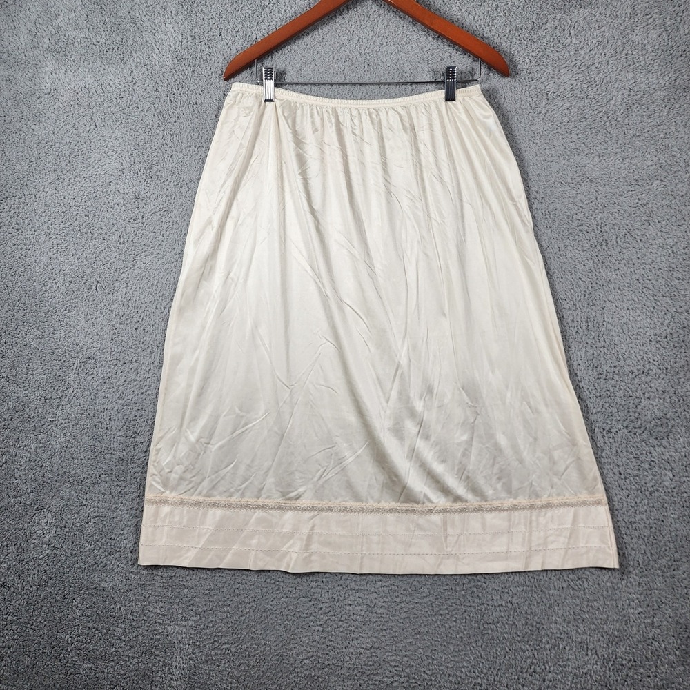 Vintage Lorraine Half Slip Underskirt Women 3X Tall Beige Nylon Lace Trim USA